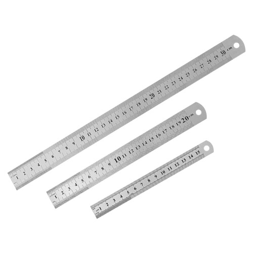 6Pièces Règles Métalliques Inoxydables Robustes Argentées Polyvalentes 2