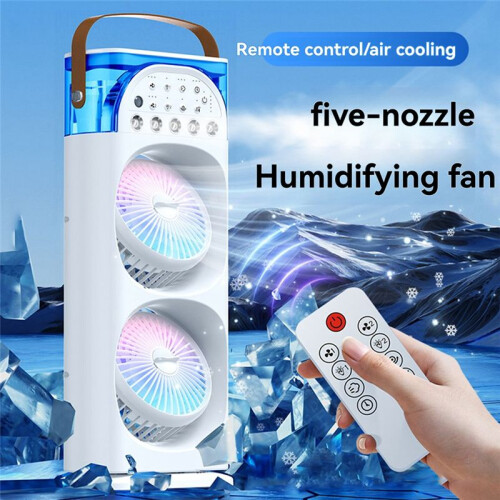Five-Hole Sprayer Dual Fan Humidification Brushless Direct Plug Charging Multiple Gears Colorful Lightswithlargecapacity 2