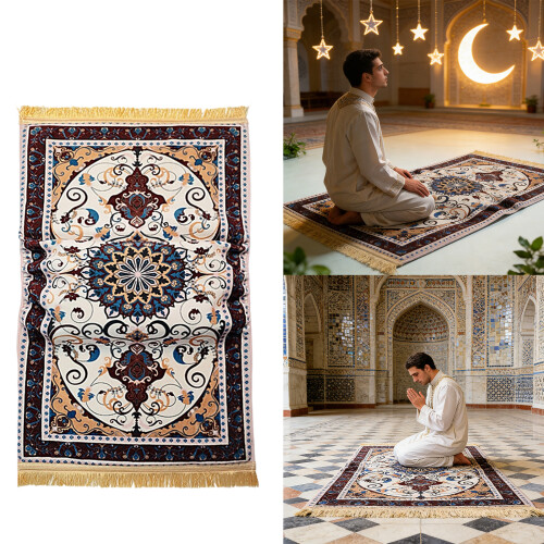 High Quality Dense Fabric Prayer Carpet With-Green Yin 2