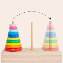 Puzzle dei 10 anelli Torre di legno piccolo formato Gioco di blocchi