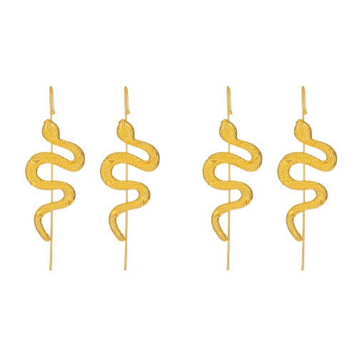 4Pièces Boucles D'oreilles Serpent Dorées Femme Punk Clip Crochet 1