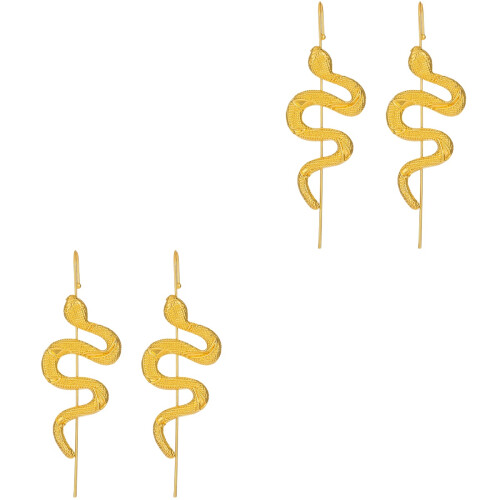 4Pièces Boucles D'oreilles Serpent Dorées Femme Punk Clip Crochet 2