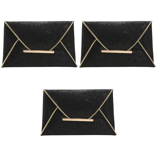 3Pièces -Monnaie Noir En Cuir Véritable Chics Et 2