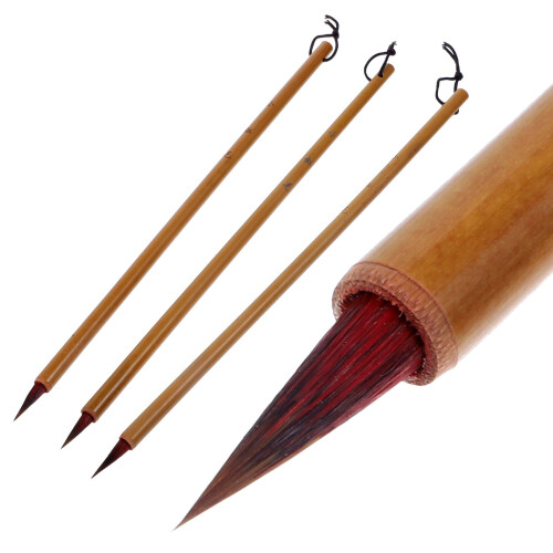 9Pièces Pinceaux De En Bambou Khaki Pour Fine 1