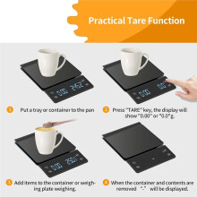 Digital Coffee Scale Rechargeable with Timer 3kg/0.1g Espresso Scale Tare Function for Pour over Maker Brew