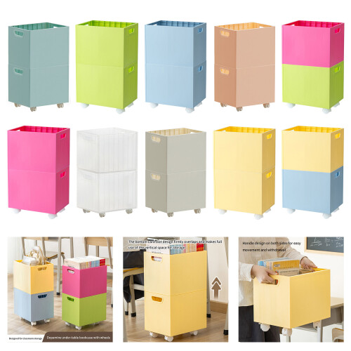 Contemporary Stackable Rolling Plastic Bin  Movable-Blue 2