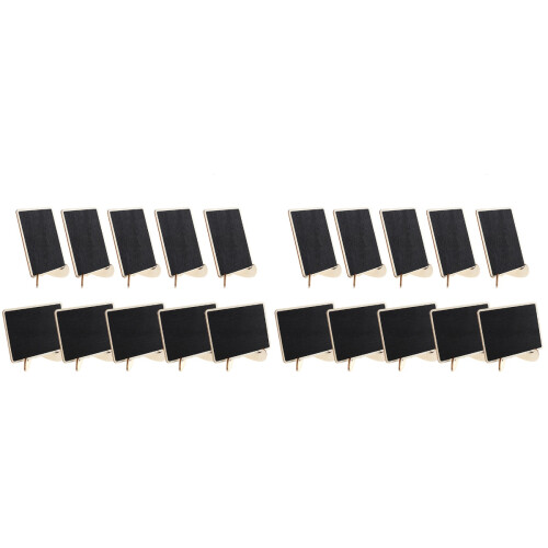 40Pièces Mini Tableaux Ardoise Noir En Bois Effaçable Pour Décor 1