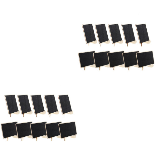 40Pièces Mini Tableaux Ardoise Noir En Bois Effaçable Pour Décor 2