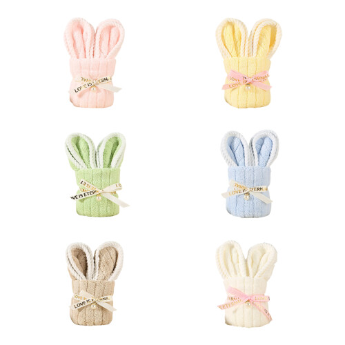 Long Eared Rabbit Themed Hand Towel With Thick Fabric-Yellow 1