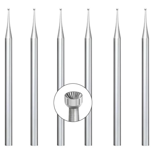 6 Peças de Rebarbas de Copo Redondo de 1 mm - Brocas Redondas de Fio de Haste de 3/32 Polegadas para Fabricação de Lapidação