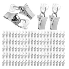 100 Stück Gardinenklammern, Gardinenclips, Rollen mit Kunststoffröllchen und Klammern, Gardinenclips, Metallklammern für Vorhänge