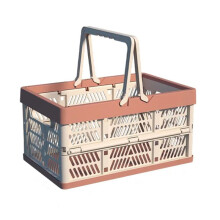 Outdoor Folding Picnic Basket Portable Camping Storage Container Plastic Frame Large Capacity Supermarket Shopping B