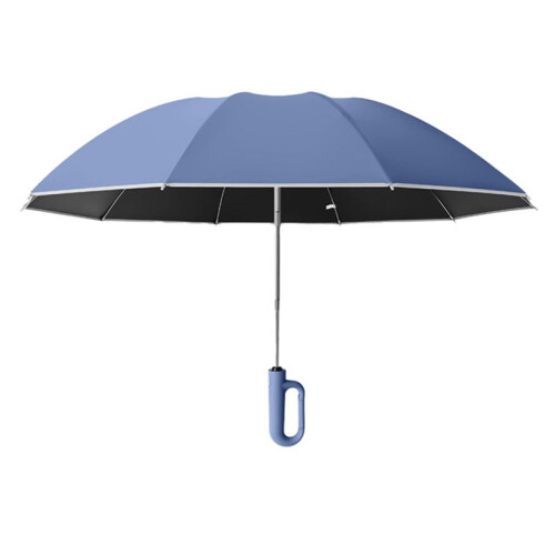 Fully Automatic Reverse Folding Umbrella with Windproof Reflective Stripe UV Umbrellas for Carabiner Handle Travel,C 1