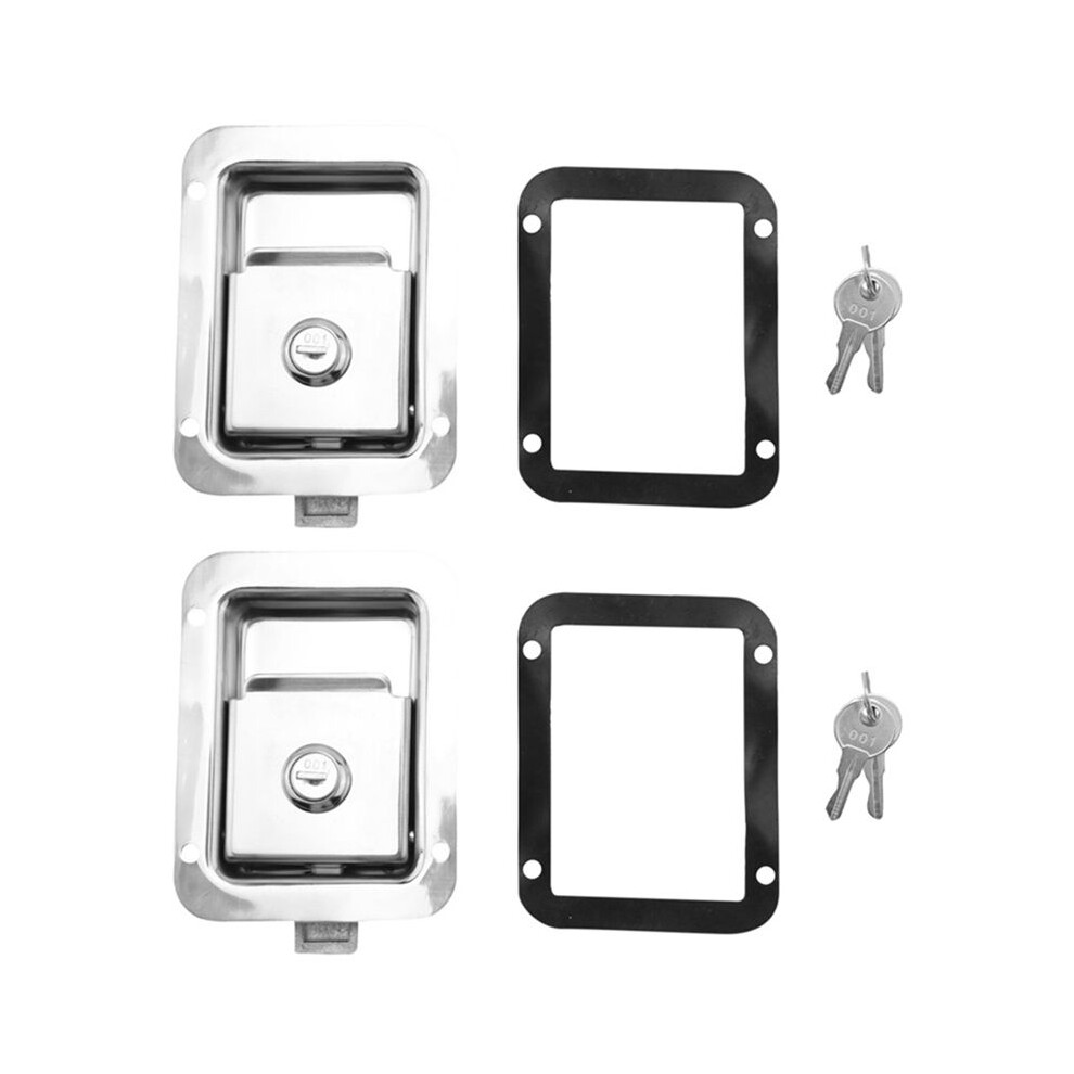 2Set Paddle Slam With Lock Key Travel Trailer Lock Rv Door Heavy Duty Flush Mount Handle 6033286401319