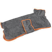 Grau Polyester Hundebademantel, verstärkt, saugfähig & schnell trocknend, L