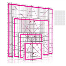 4pcs Quilting Ruler Square Acrylic Quilting Ruler Fabric Cutting Ruler Clear Mark Acrylic Ruler and Ironing Ruler B