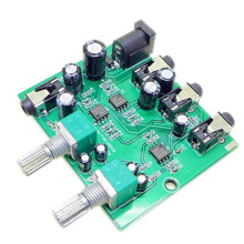 3X AU-202 2 Input 2 Output Stereo Mixer Audio Distributor for Headphone External Power AMP Volume Alone Control