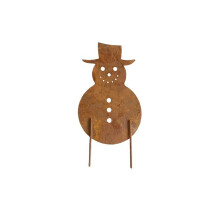 Weihnachtsmann-Schneemann-Gartenskulpturen aus verrostetem-25cm