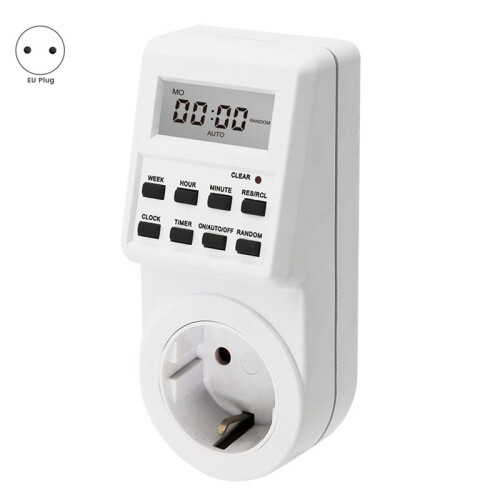 2X Digital Timer Socket Electronic Timing  24h Kitchen Timer Outlet Programmable Socket EU Plug