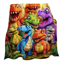 Sturdy Flannel Fleece Blanket With Fun Dinosaur Print-70x100cm