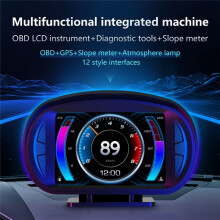 P2 Car HUD - Display OBD GPS Fordonshastighet och GradientmäTare Vattentemperatur och BräNsleföRbrukning