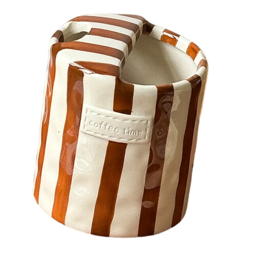 Artistic Ceramic Coffee Cup Heat Proof Handheld Mug-brown