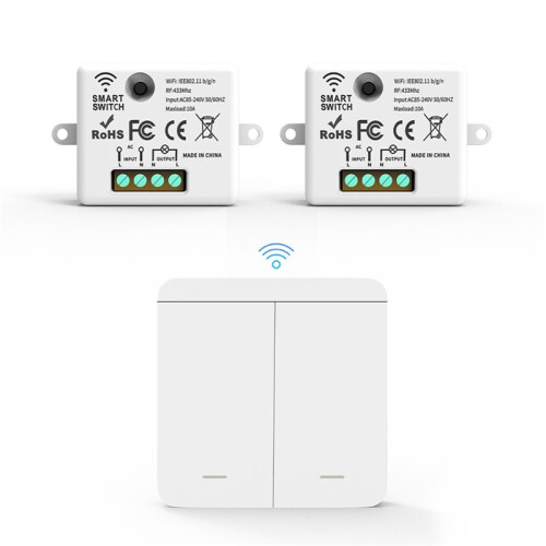 6PCS Wireless Light Wall  RF 433Mhz Relay Receiver with 1x 2Gang Panel  LED Remote Control for LED Lamp 1