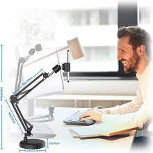 2X Webcam Stand for Desktop Suspension Boom Scissor Arm Stand with Upgraded Round Base,for Webcam