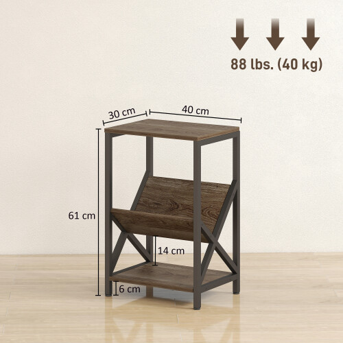 Homcom HOMCOM Narrow Side Table, End Table with 3-Tier Storage for Living Room 2