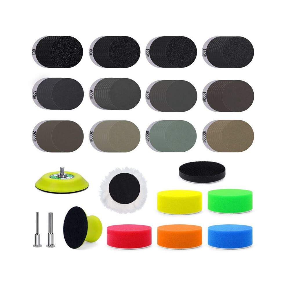 131 Pcs 3 Inch Sanding Discs With 60-10000 Grit Sandpaper, Car Headlight Restoration Kit For Wet Dry Sanding 6033932664259