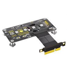 3 in 1 M.2( NGFF) NVME M-Key SSD to PCI-E 4X Extension Cable with Cooling Fan and Automatic Discoloration LED(5cm)