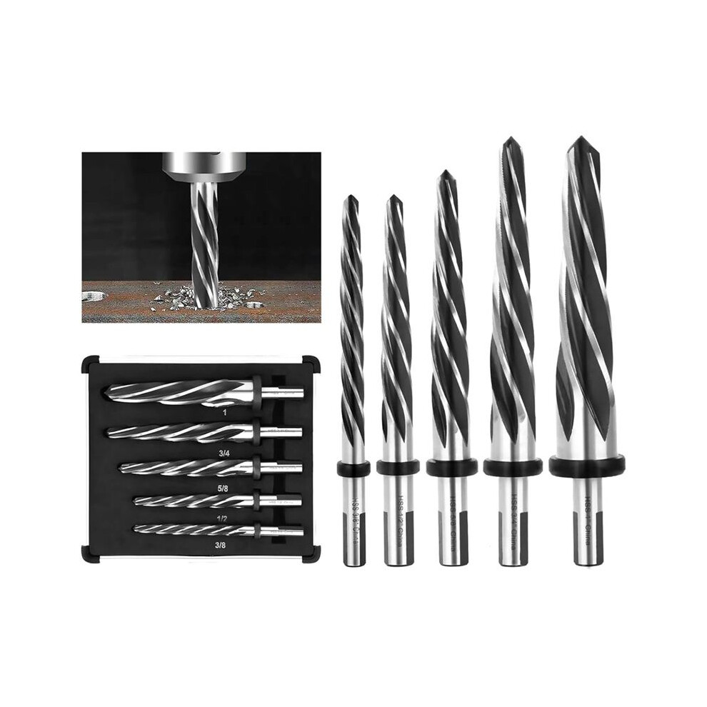 Hss Bridge Construction Reamer Set,3/8In 1/2In 5/8In 3/4In 1In Taper Bridge Reamer Drill Bit For Steel Metal Wood 6031368536676