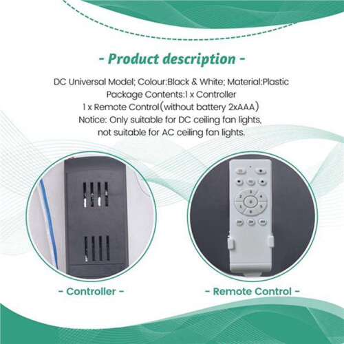 2X Universal Ceiling Fan Remote Control Kit Low Voltage 50w  Fan Light Driver Controller 6-Speed & Timing Remote 2