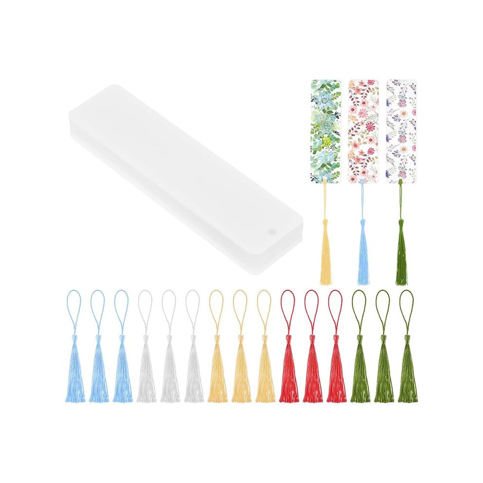 15 Pieces Blank Clear Acrylic Bookmarks with Hanging String, Clear Acrylic Bookmarks with Hanging String-image-OPC-PWKBJWV-NEW