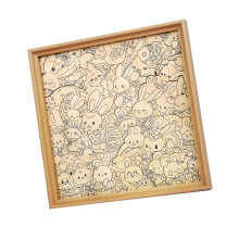 Hölzernes Kaninchen-Malerei-Puzzle-Fotorahmen-Set-Ohne Malstift
