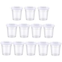 Paquet 12 Gobelets à Peinture avec Couvercle Blanc Sans Déversement, Gobelets à Peinture Réutilisables avec Couvercles pour Enfants, École, Salle