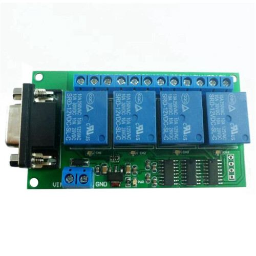 2X  12V 4 Channel RS232 Relay Board PC USB DB9 Interface Relay Module Serial Port Remote Control 1