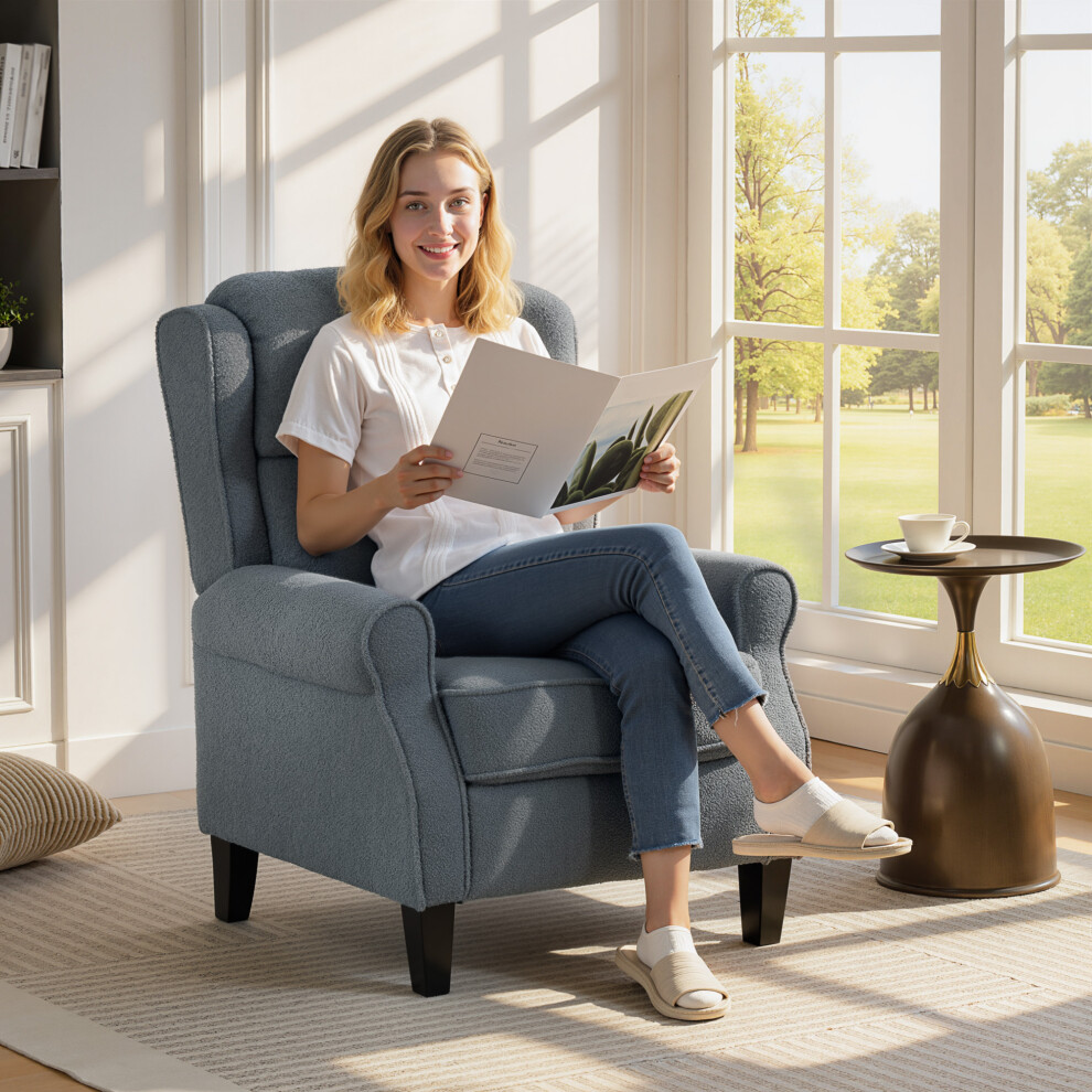Homcom Recliner Armchair, Fabric Recliner Chair, Grey