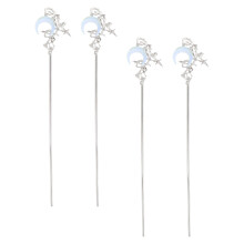 4Pcs Silver Metal Moon Hairpins Minimalist Hair Stick for Women Party