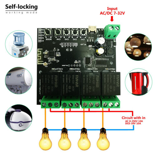 2X 4CH Tuya  WiFi  Module Wireless Relay  Life APP Remote Control  Timer for  Home 2