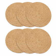 Runde Geflochtene Tischsets Set mit 6 Natur Jute Handgefertigte 11,8 Zoll Hitze BestäNdige Dicke Hot Pads Matten