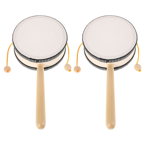 2St Spin Handtrommel in Khaki Voor Kinderen Traditionele