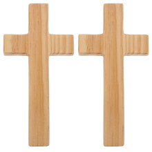 2Pcs Smooth Beige Wood Cross for Wall Mounted Church and Home Decor
