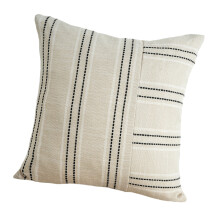 Kussensloop polyester katoen beige met-Zwarte lijnen