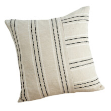 Kissenbezug aus Baumwollmischung in Beige mit-Schwarze Linien