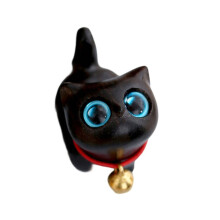 Aus Holz geschnitzte Katzen-Skulptur, Miniatur-Kätzchenfigur,-4