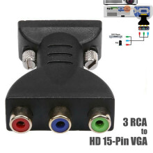 2X 3 RCA RGB Female to HD 15-Pin VGA Style Component Video Jack Adapter Conventer