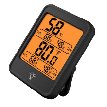 Indoor Digital Thermometer Hygrometer 80x59x23mm Black High Accuracy