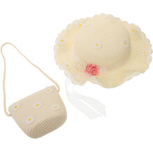 2Pièces Chapeaux Soleil Fille Bambou Léger Blanc Motif Marguerite