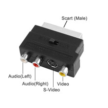 2X 1080P -Kompatibles Stecker S-Video zu 3 RCA AV Audio Kabel mit SCART zu 3 RCA Phono Adapter